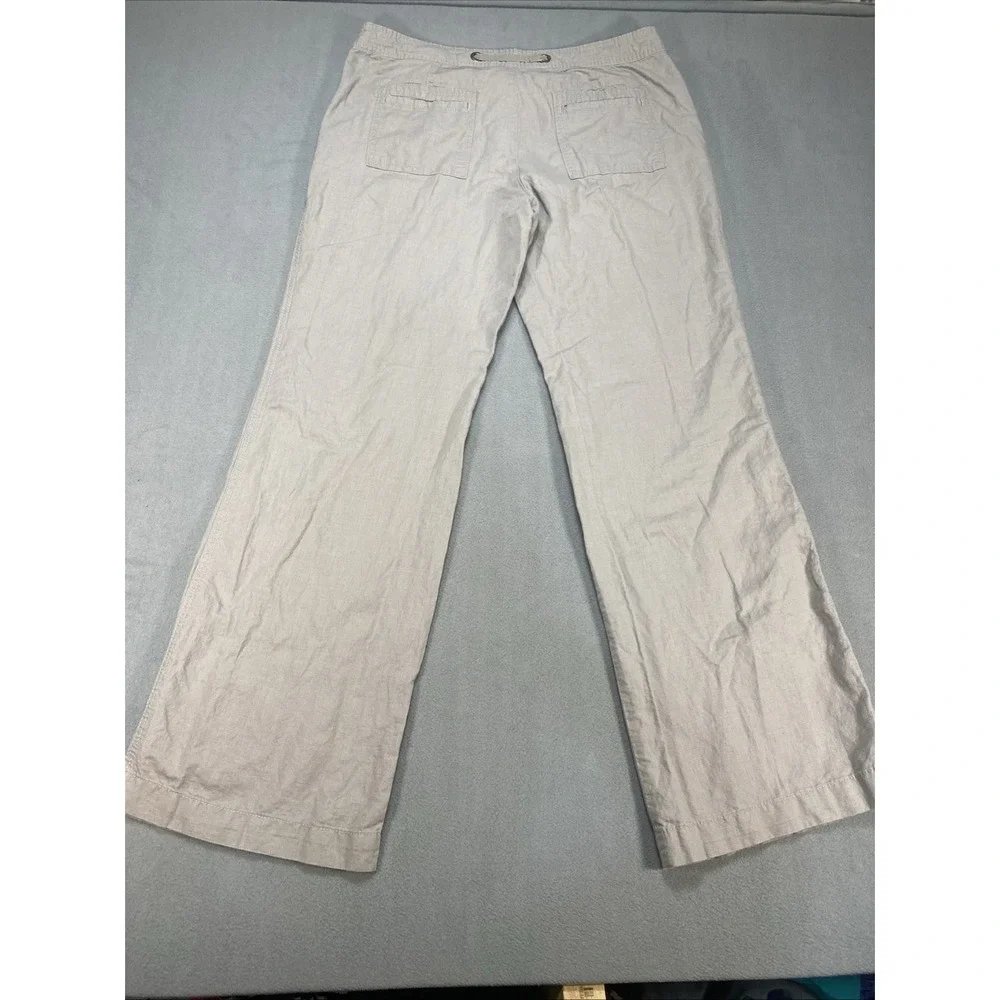 Banana Republic Womens Utility Pants Large Martin Fit Linen Blend‎ Gray Wide Leg